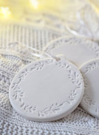 Embossed Mistletoe Wreath Ornament, Set of Three