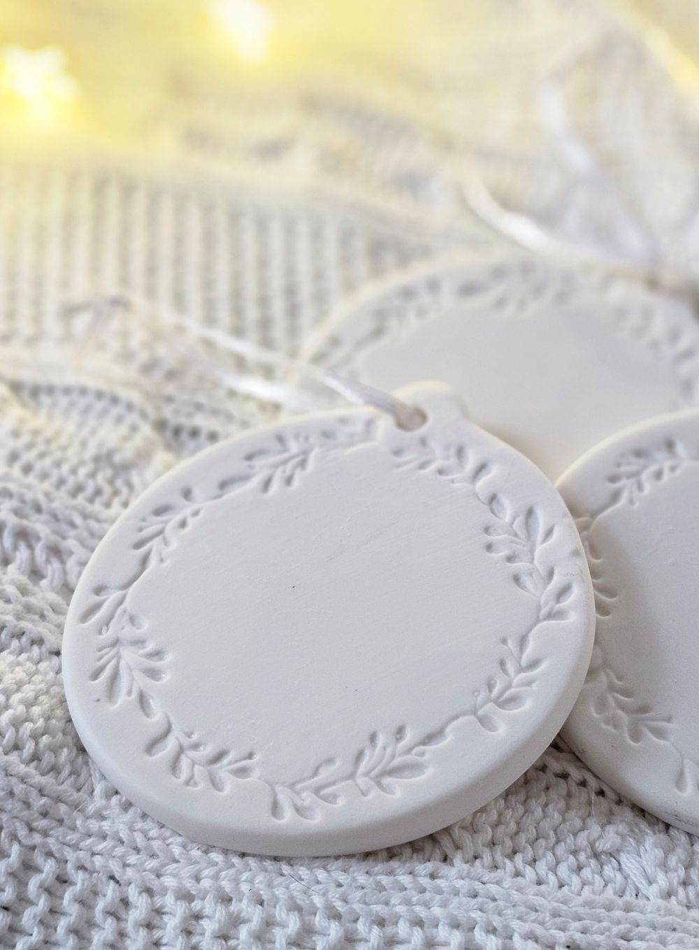 Embossed Mistletoe Wreath Ornament, Set of Three