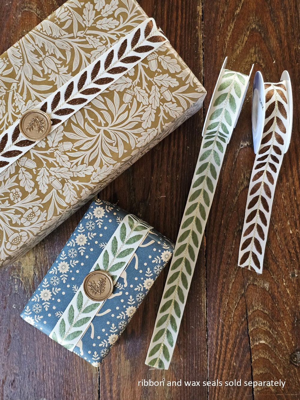 Embroidered Laurel Leaf Ribbon