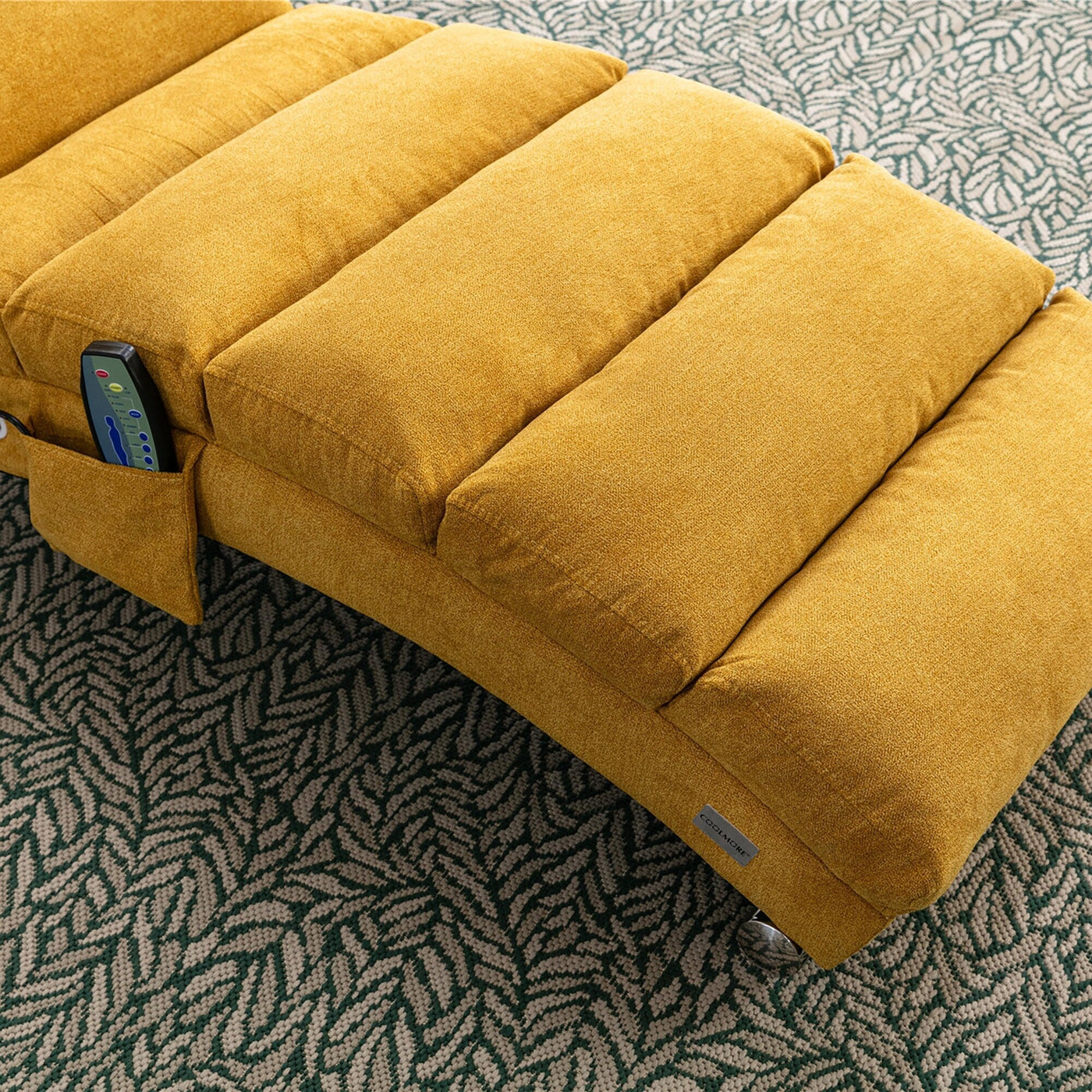 Ergonomic Linen Massage Chaise Lounge Chair Reclining Tufted Upholstered Sleeper with Remote and 5 Vibration Modes