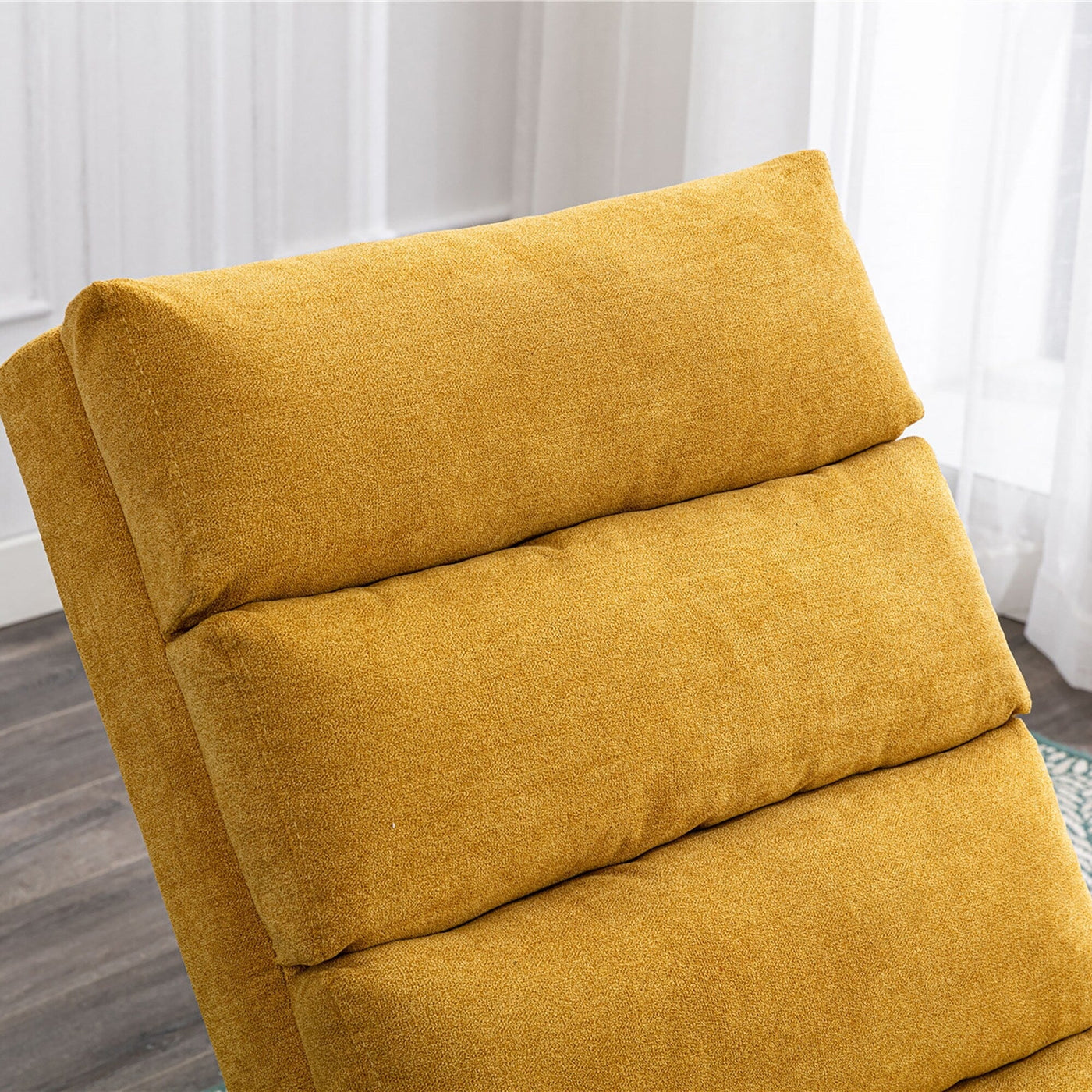 Ergonomic Linen Massage Chaise Lounge Chair Reclining Tufted Upholstered Sleeper with Remote and 5 Vibration Modes
