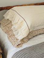 Eyelet Ruffles with Rose Velvet Ribbon Pillowcase, Set of 2