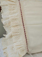 Eyelet Ruffles with Rose Velvet Ribbon Pillowcase, Set of 2