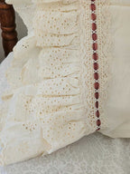 Eyelet Ruffles with Rose Velvet Ribbon Pillowcase, Set of 2