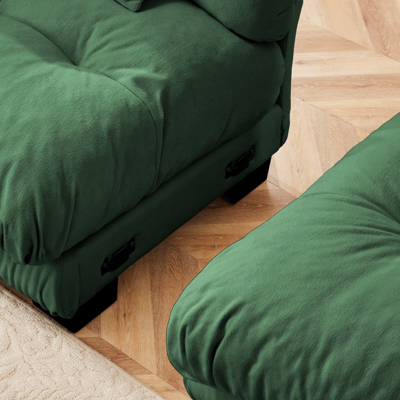 Free Combination Modular Chenille 4-Seater Sectional Sofa with 2 Ottomans and Pillow for Living Room