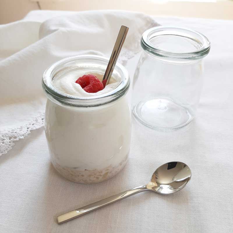 French Style Yogurt Jars and Demitasse Spoon Set