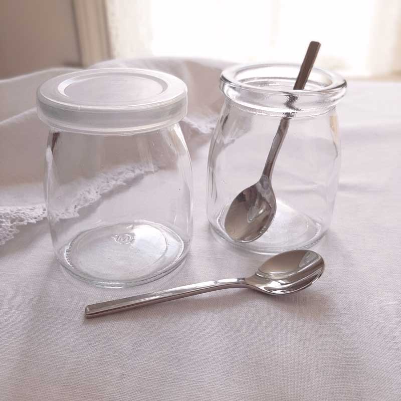 French Style Yogurt Jars and Demitasse Spoon Set