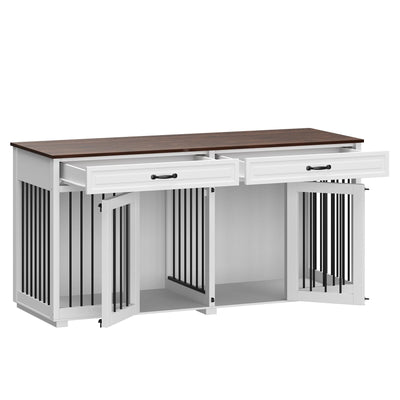 Furniture Style Dog Crate, 64.5 Inch Wooden Large Dog Kennel