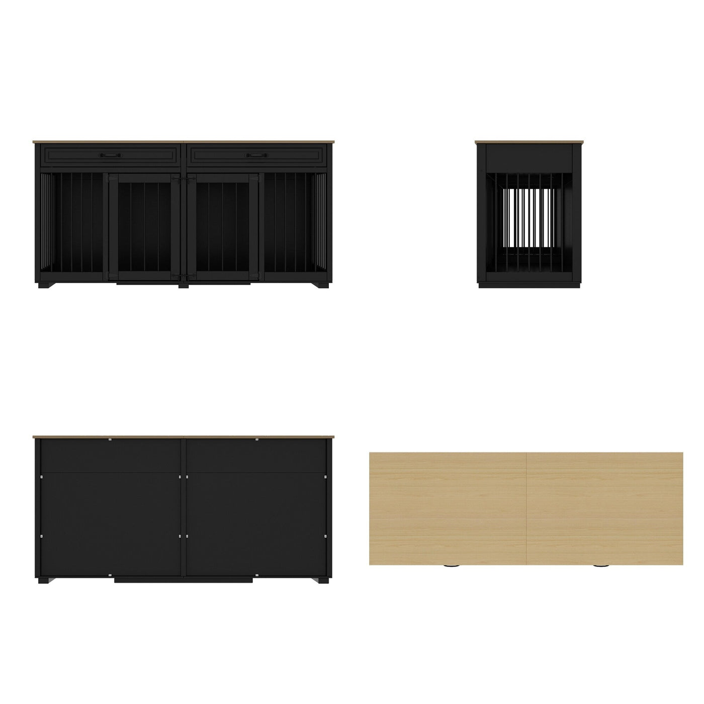 Furniture Style Dog Crate, 64.5 Inch Wooden Large Dog Kennel