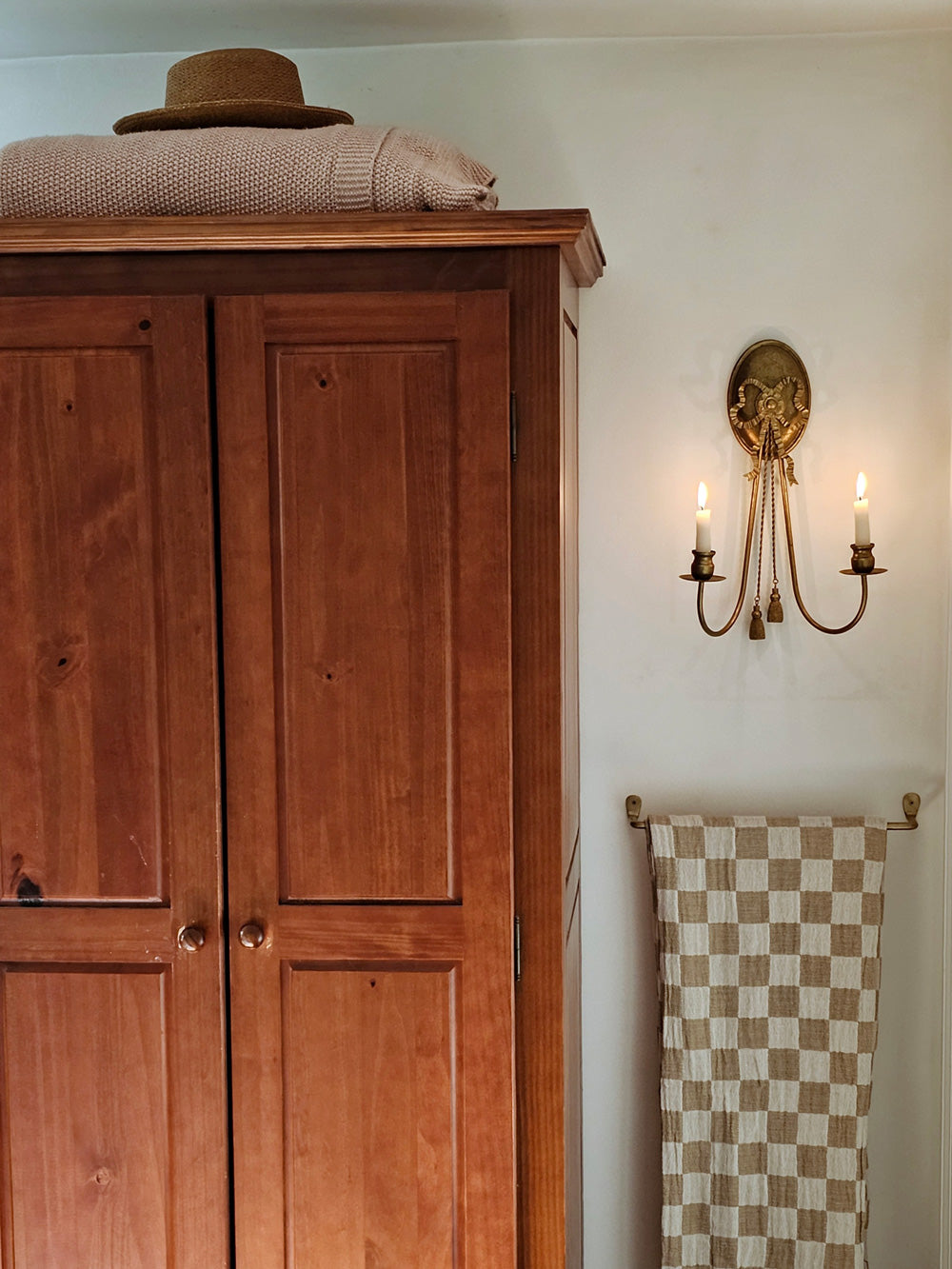 Gold Double Taper Candle Wall Sconce