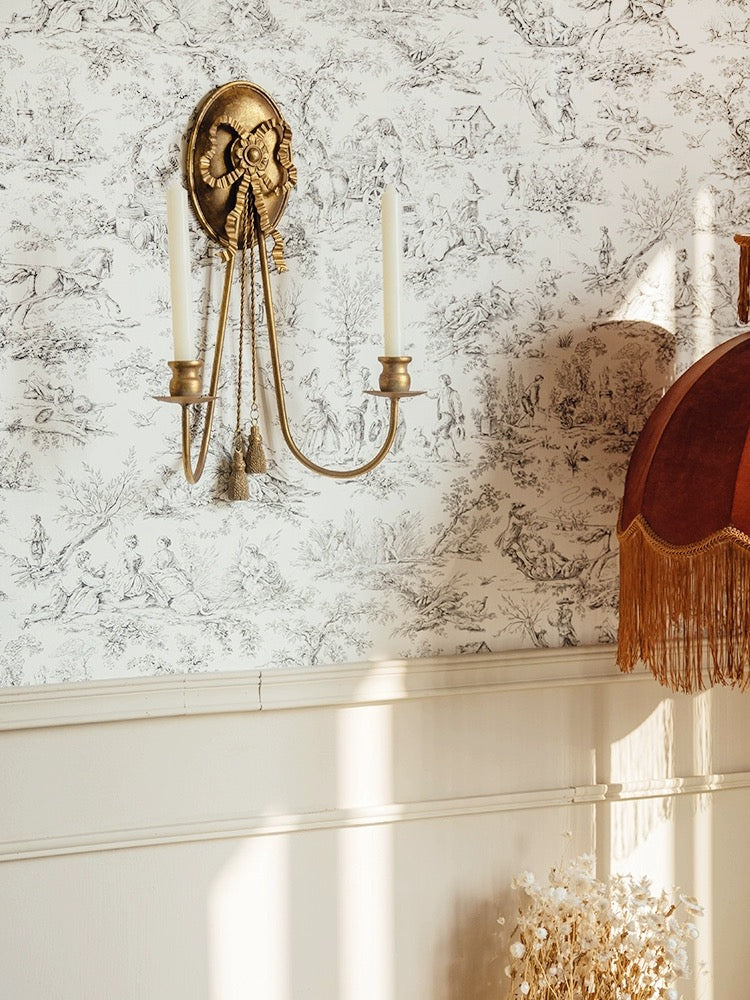 Gold Double Taper Candle Wall Sconce