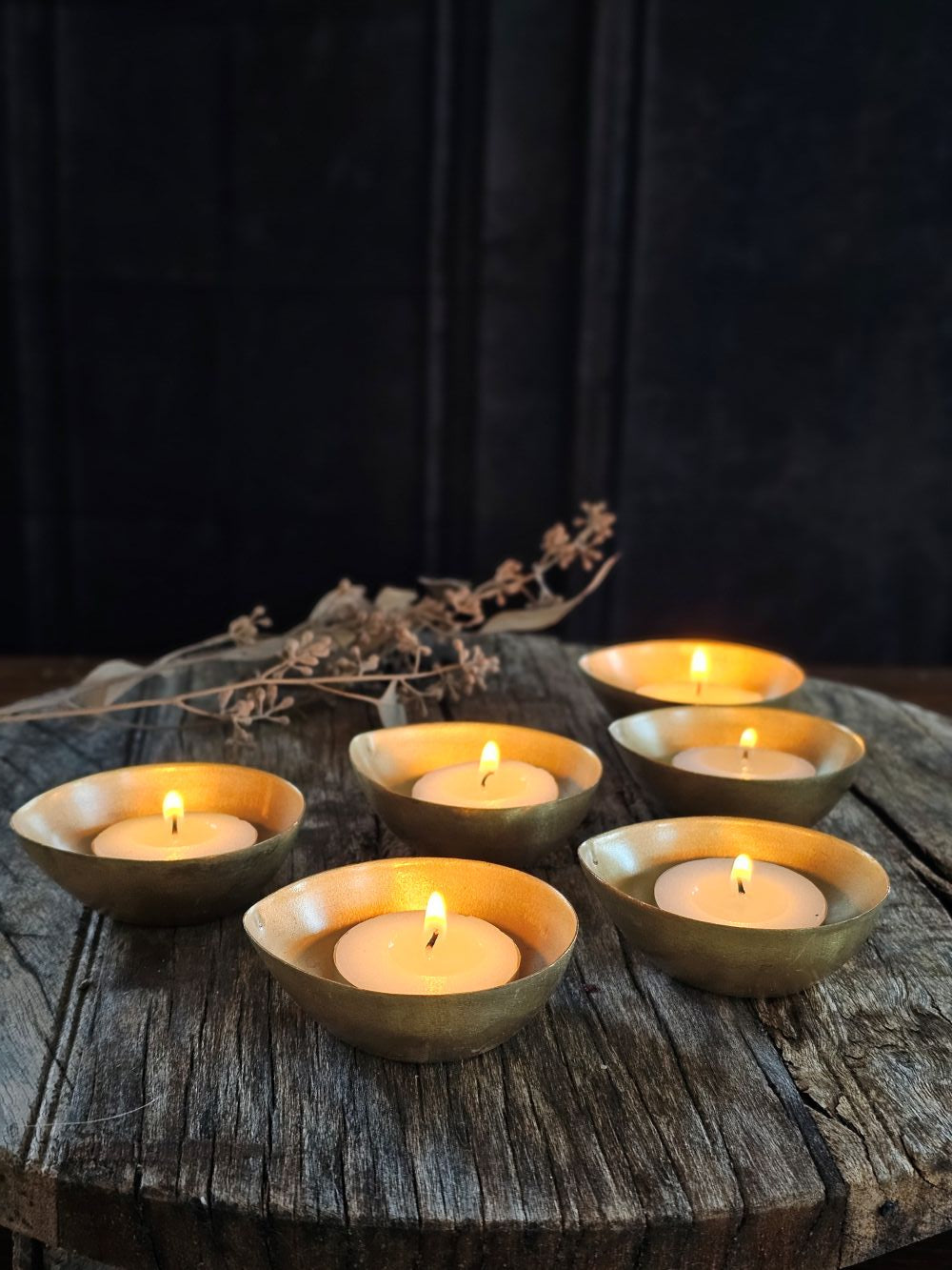 Gold Tea Light Candle Bowl, Set of Six