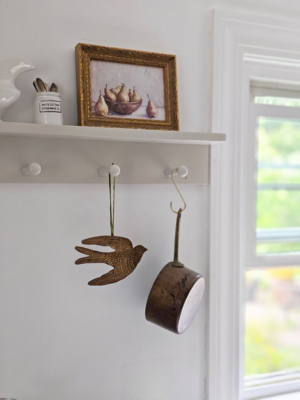 Golden Spirit Bird Ornament with Velvet Ribbon