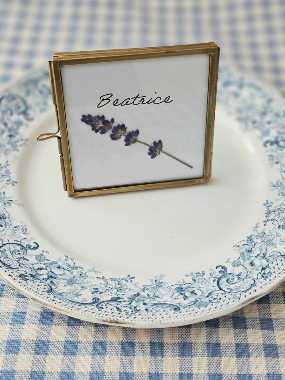 Gold and Glass Easel Picture Frame Place Card Holder Set