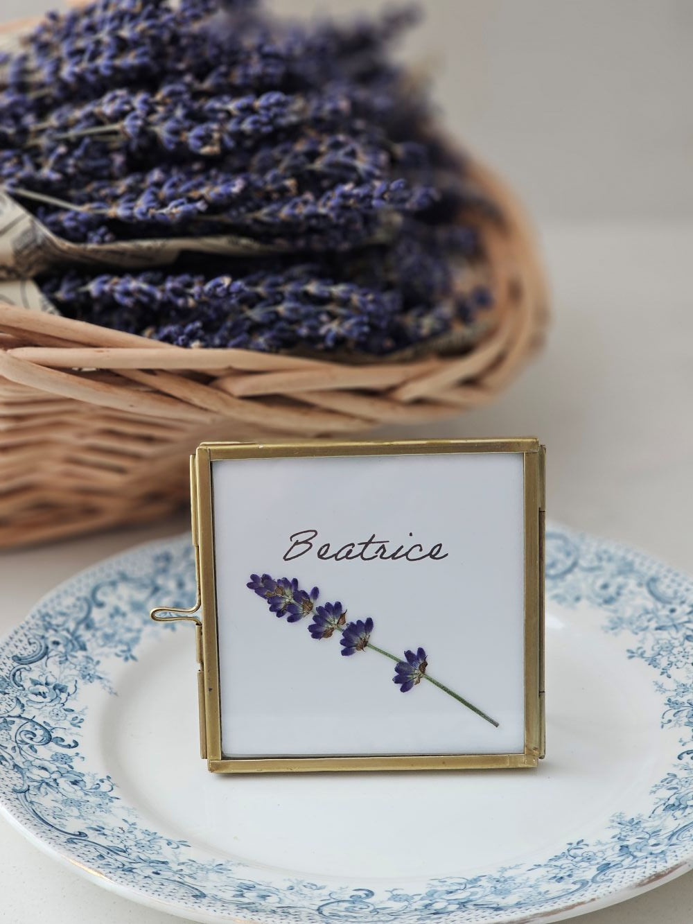 Gold and Glass Easel Picture Frame Place Card Holder Set