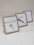 Gold and Glass Easel Picture Frame Place Card Holder Set