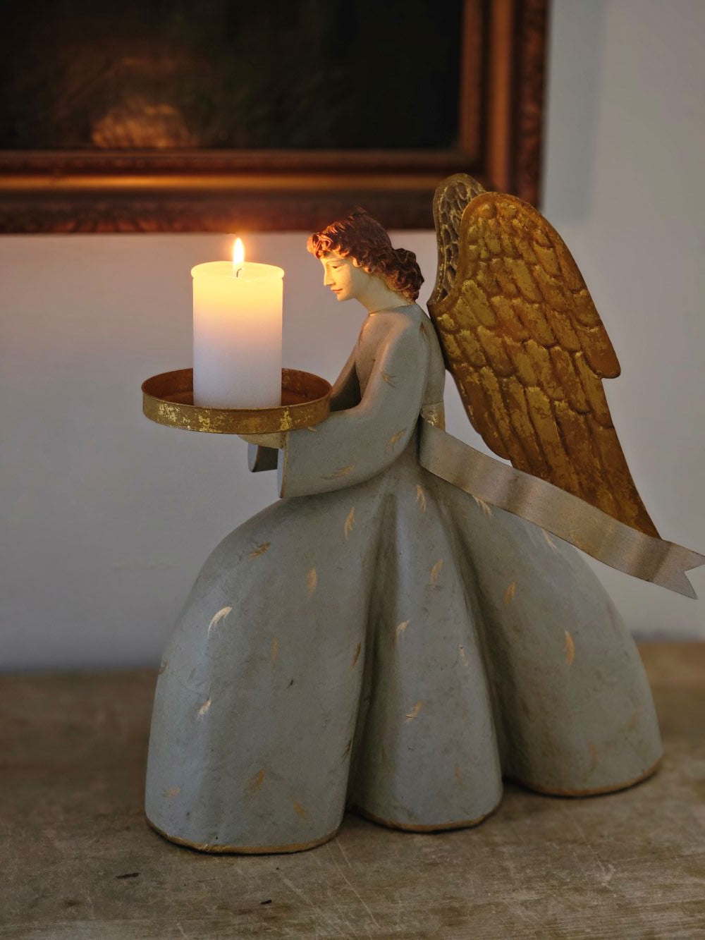 Gold Wing Angel Candle Holder