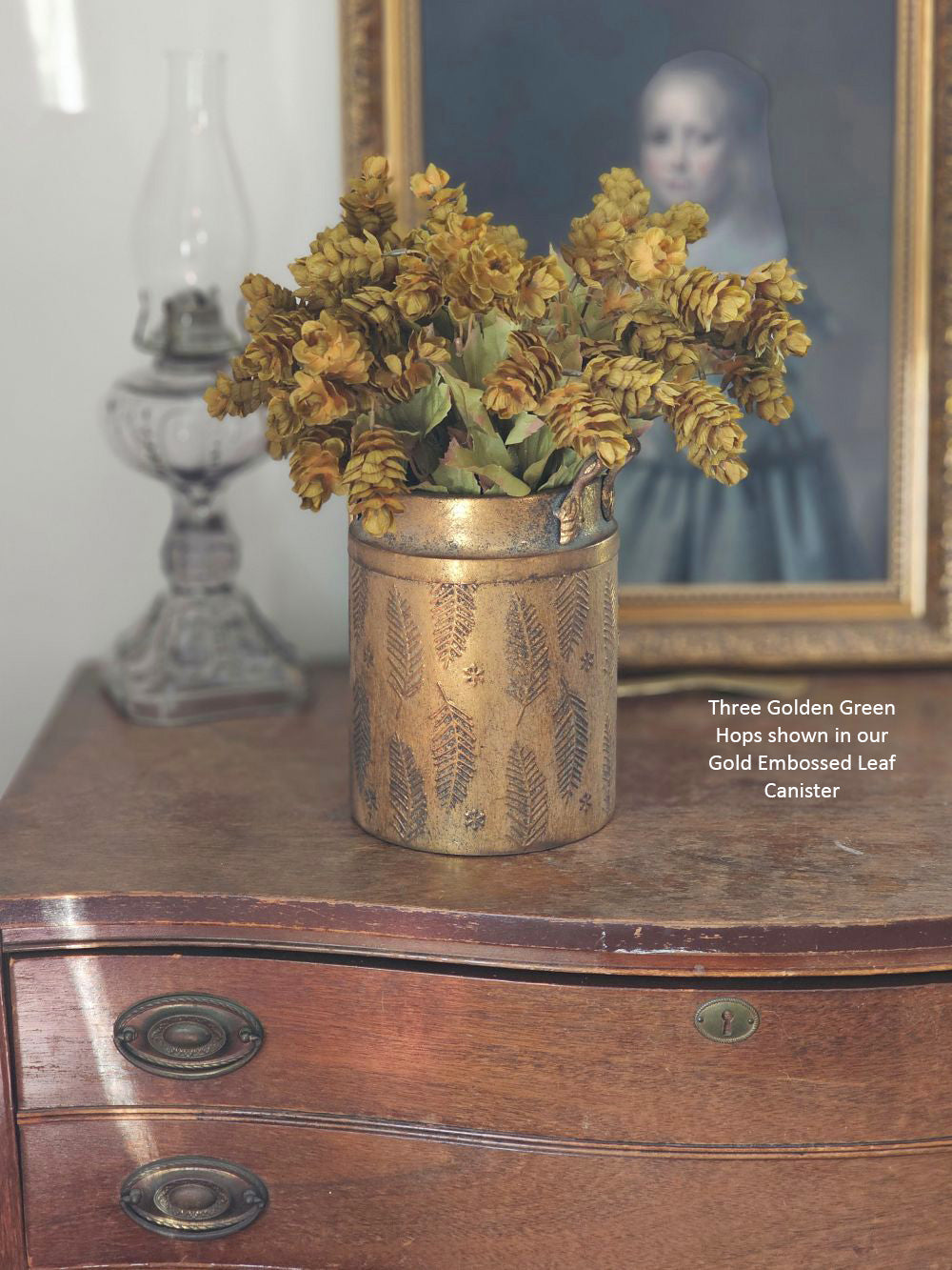 Gold Embossed Leaf Canister