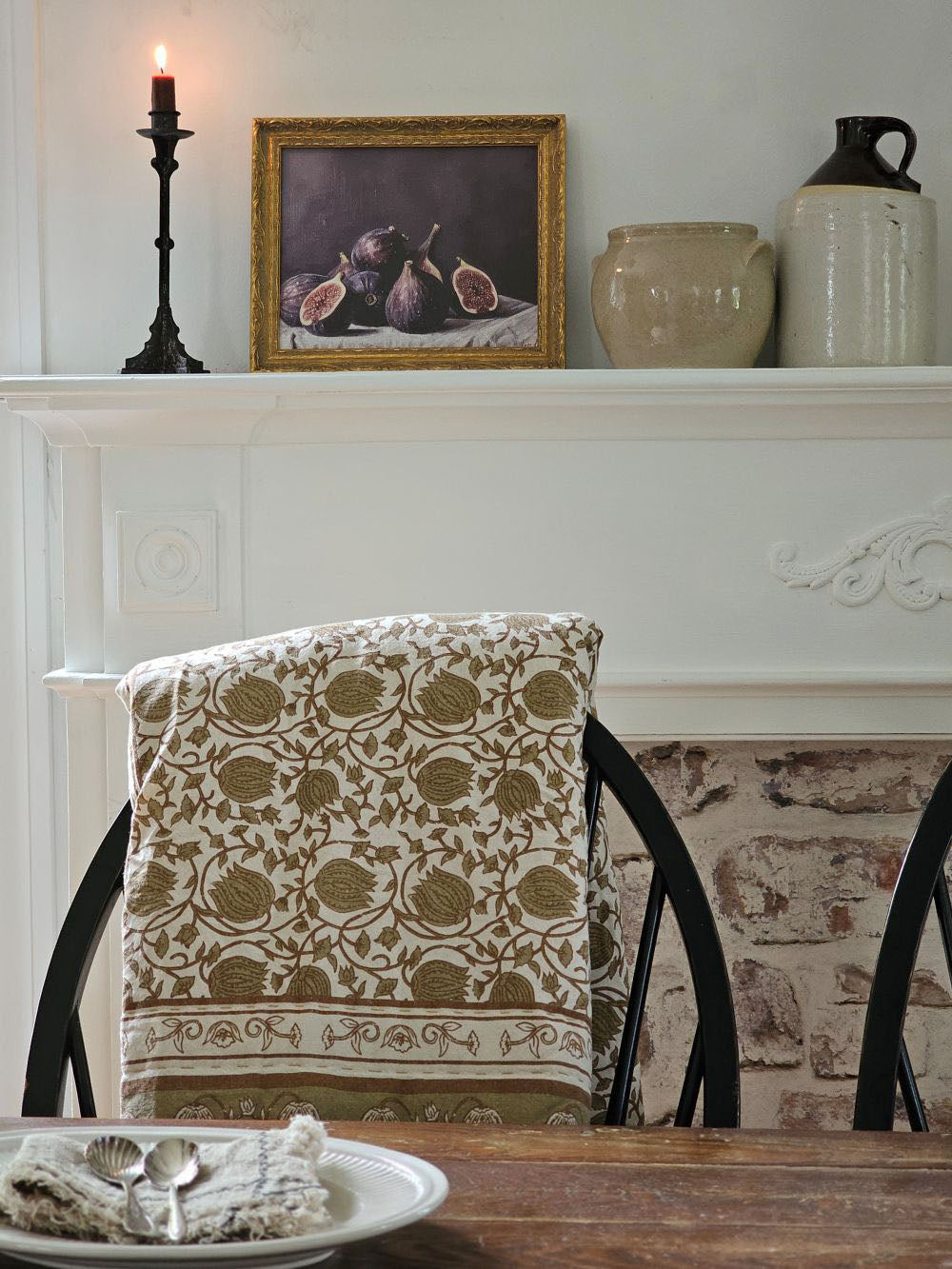 Golden Olive and Brown Block Print Quilted Throw