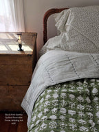Block Print Kantha Quilt Reversible Throw Blanket