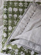 Block Print Kantha Quilt Reversible Throw Blanket