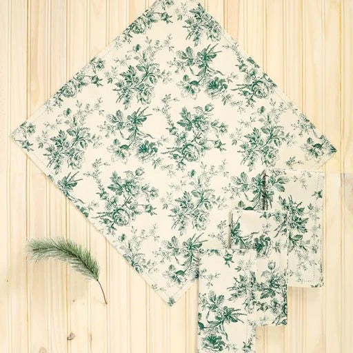 Green Floral Toile Napkin Set