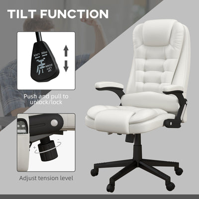 HOMCOM High Back Vibration Massage Office Chair with 6 Vibration Points, Beige