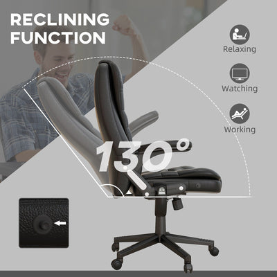HOMCOM High Back Vibration Massage Office Chair with 6 Vibration Points, Beige