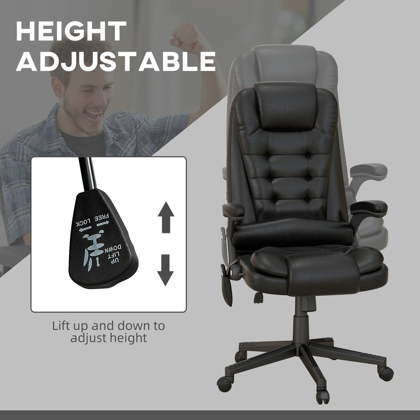 HOMCOM High Back Vibration Massage Office Chair with 6 Vibration Points, Beige