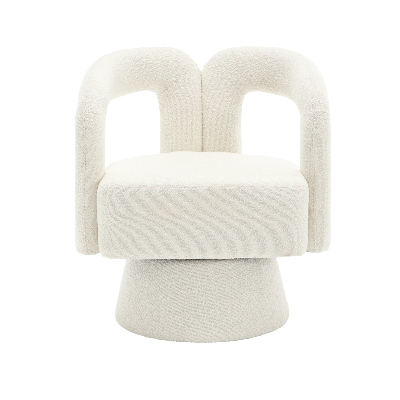 HOMEFUN Boucle Upholstered 360 Degree Swivel Cuddle Barrel Accent Chairs