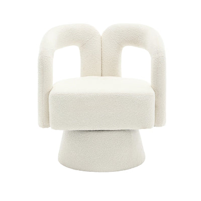HOMEFUN Boucle Upholstered 360 Degree Swivel Cuddle Barrel Accent Chairs