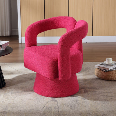 HOMEFUN Boucle Upholstered 360 Degree Swivel Cuddle Barrel Accent Chairs