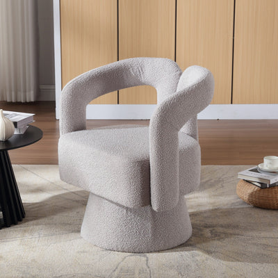 HOMEFUN Boucle Upholstered 360 Degree Swivel Cuddle Barrel Accent Chairs
