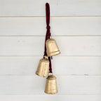 Hanging Gold Bell Cluster with Velvet Ribbon