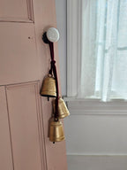 Hanging Gold Bell Cluster with Velvet Ribbon