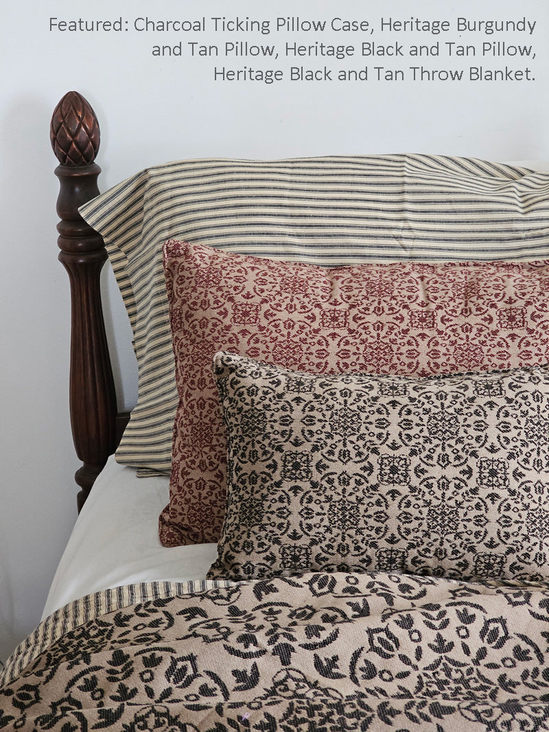 Charcoal Ticking Stripe Pillow Case Set