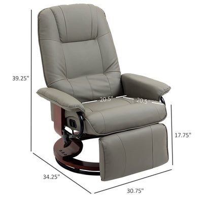 HomCom Faux Leather Adjustable Manual Swivel Base Recliner Chair with Comfortable and Relaxing Footrest