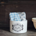Cottage Blue Gingham and Block Print Tea Towel Set