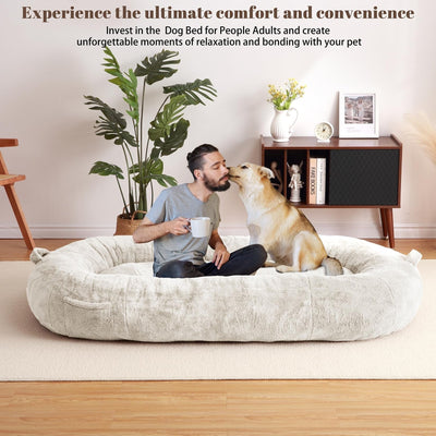 Large Dog Bed Washable Human Size Bed with Removable Cover