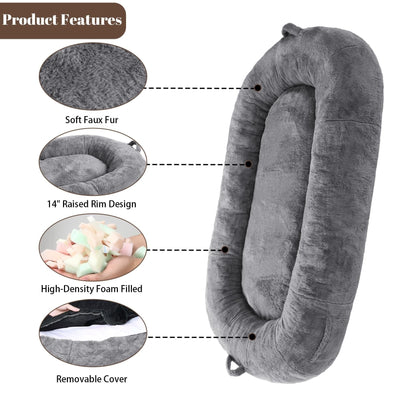 Large Dog Bed Washable Human Size Bed with Removable Cover