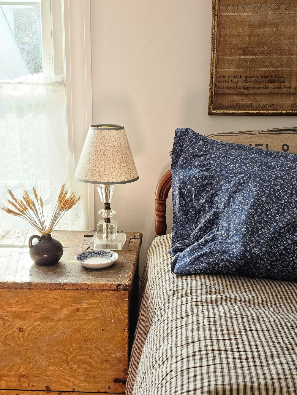 Charcoal Ticking Stripe Quilt