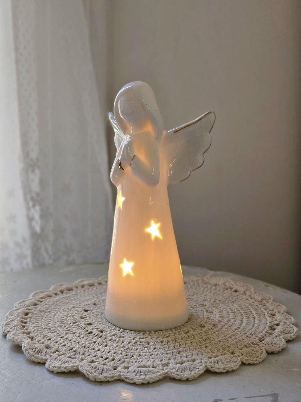 Lighted Ceramic Angel