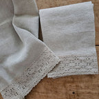 Linen and Crochet Lace Tea Towel Set