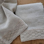 Linen and Crochet Lace Tea Towel Set