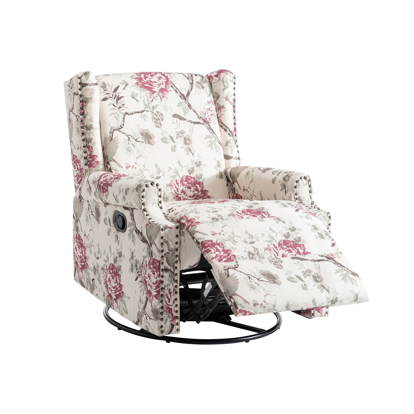 29'' W Pattern Swivel Glider Manual Push Back Recliner Chair Set of 2