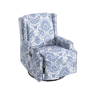 29'' W Pattern Swivel Glider Manual Push Back Recliner Chair Set of 2