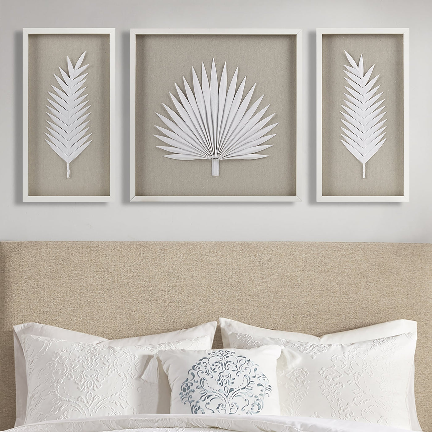 Madison Park Sabal Handmade Framed Rice Paper Palm Leaves 3-piece Shadowbox Wall Decor Set
