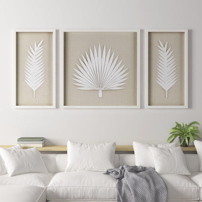 Madison Park Sabal Handmade Framed Rice Paper Palm Leaves 3-piece Shadowbox Wall Decor Set