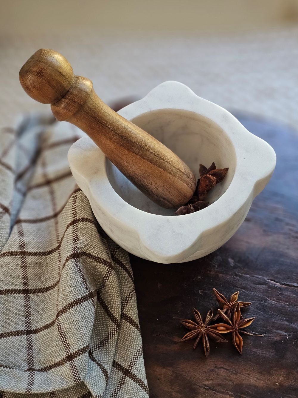 Marble Mortar with Wood Pestle