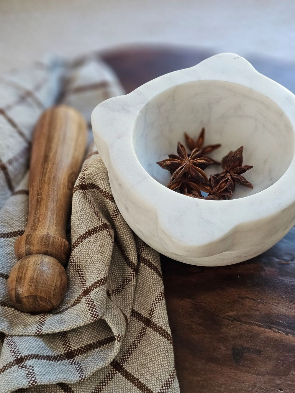 Chestnut and Flax Check Kitchen Towel Set